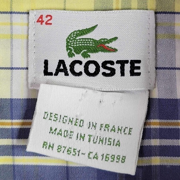 Lacoste Men’s Shirt L 42 White Regular Fit LS Button Up Cotton Pocket Logo - Picture 8 of 10